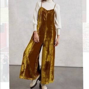 Anthropologie Andromeda Yellow Gold Jumpsuit NEW
